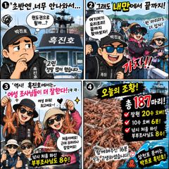 초반엔 꽝인줄..삼천포내만에서 문어 187마리