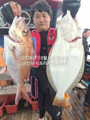 10월4일,"대광어"날마다 초대박조황~마릿수 굿굿~ 참돔,우럭등~실시간~ 군산낚시프라자 범고래호